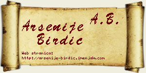 Arsenije Birdić vizit kartica